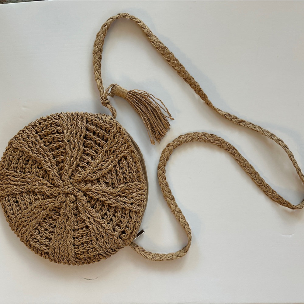 Boho Stylish Tan Woven Crossbody Bag